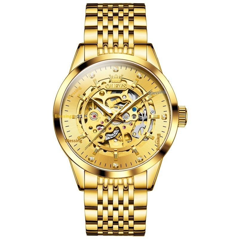 Montre Skeleton mécanique entièrement automatique pour hommes