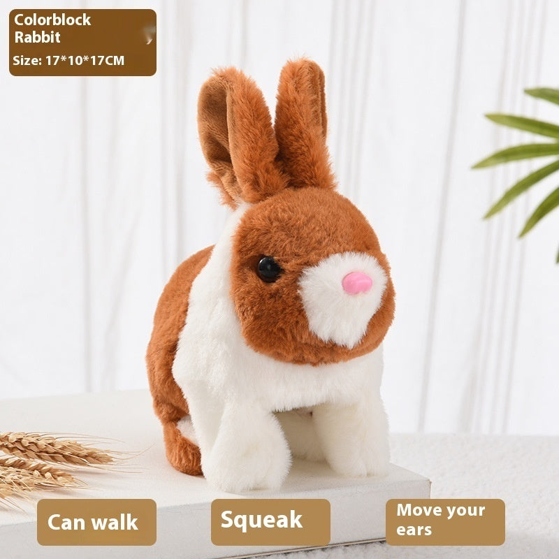 Peluche Électrique Marcher Et Déplacer Bouche Shaking Oreilles Jouet de lapin aux cheveux longs