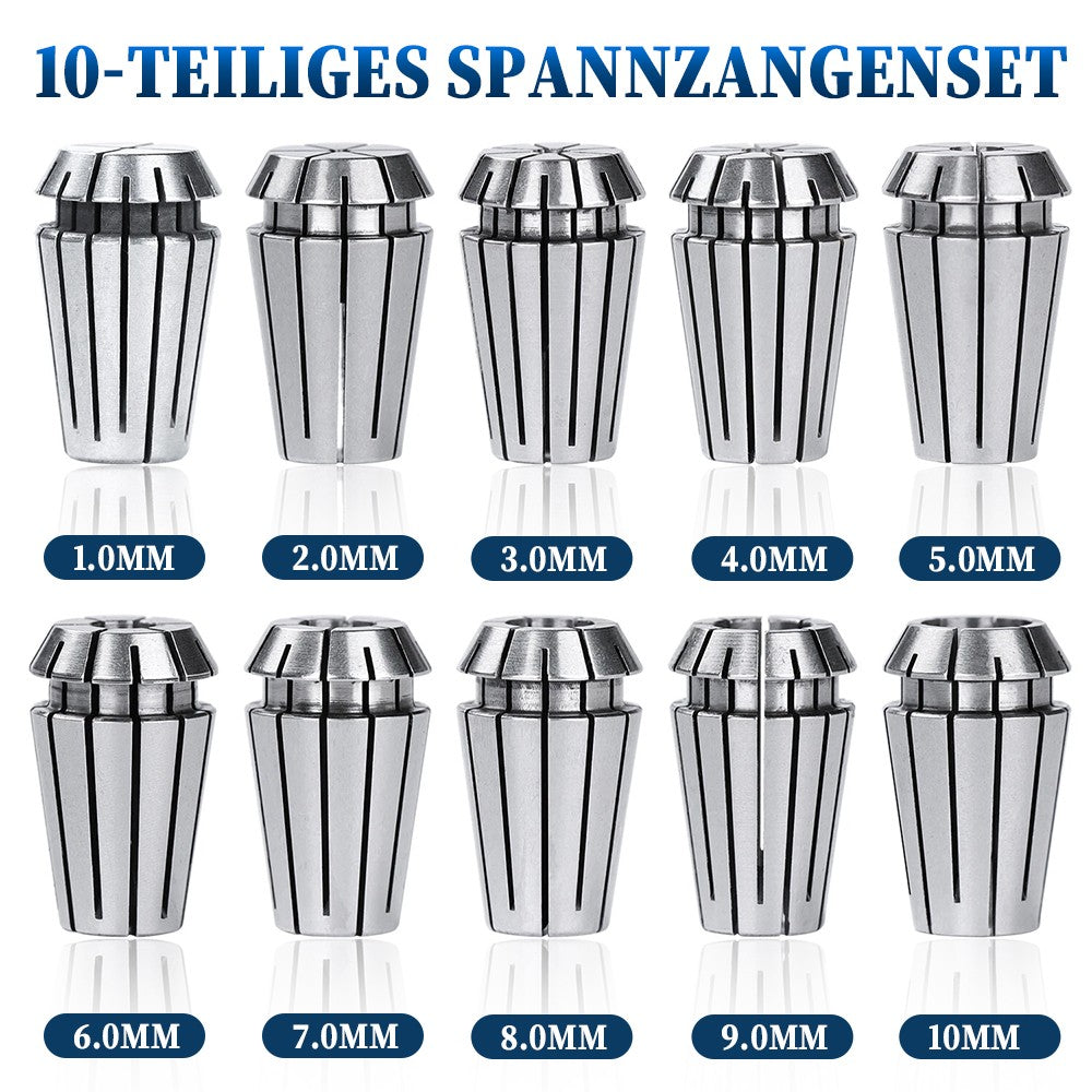 Ensemble de collets ER16 11 pièces 1-10mm avec rallonge de 8 Mm