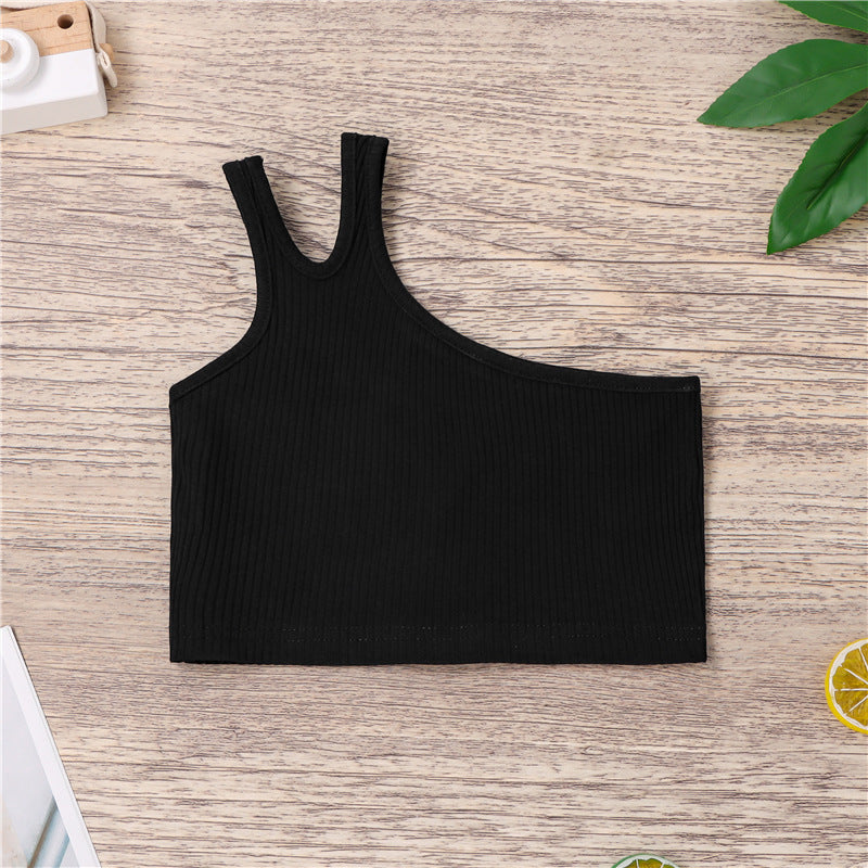 Tops casual en coton à couleur solide pour les filles