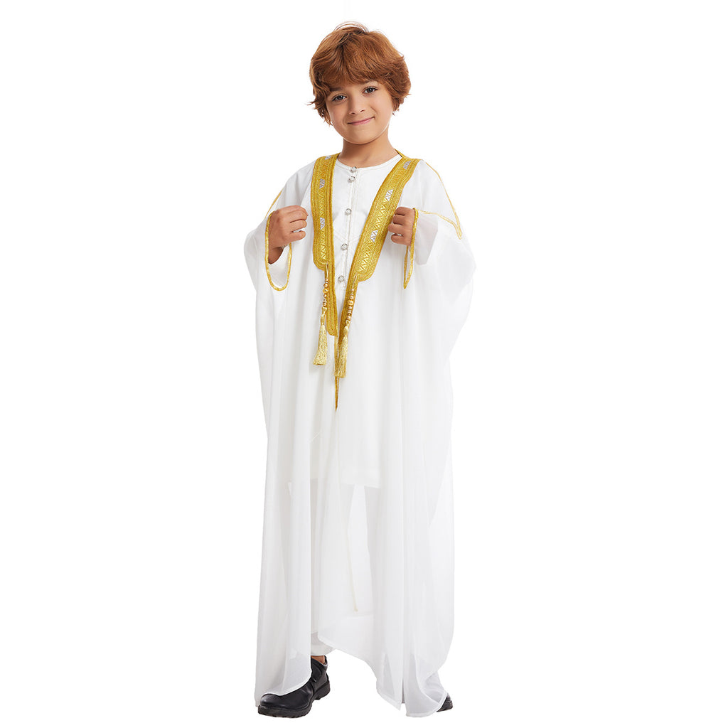 Costume ethnique brodé à manches longues pour garçons