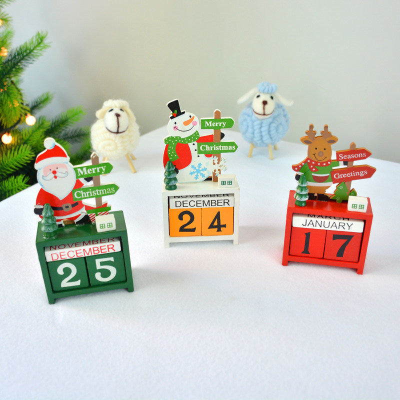 Décorations de Noël Calendrier de bureau en bois Petits ornements Calendrier de bureau Jouet pour enfants