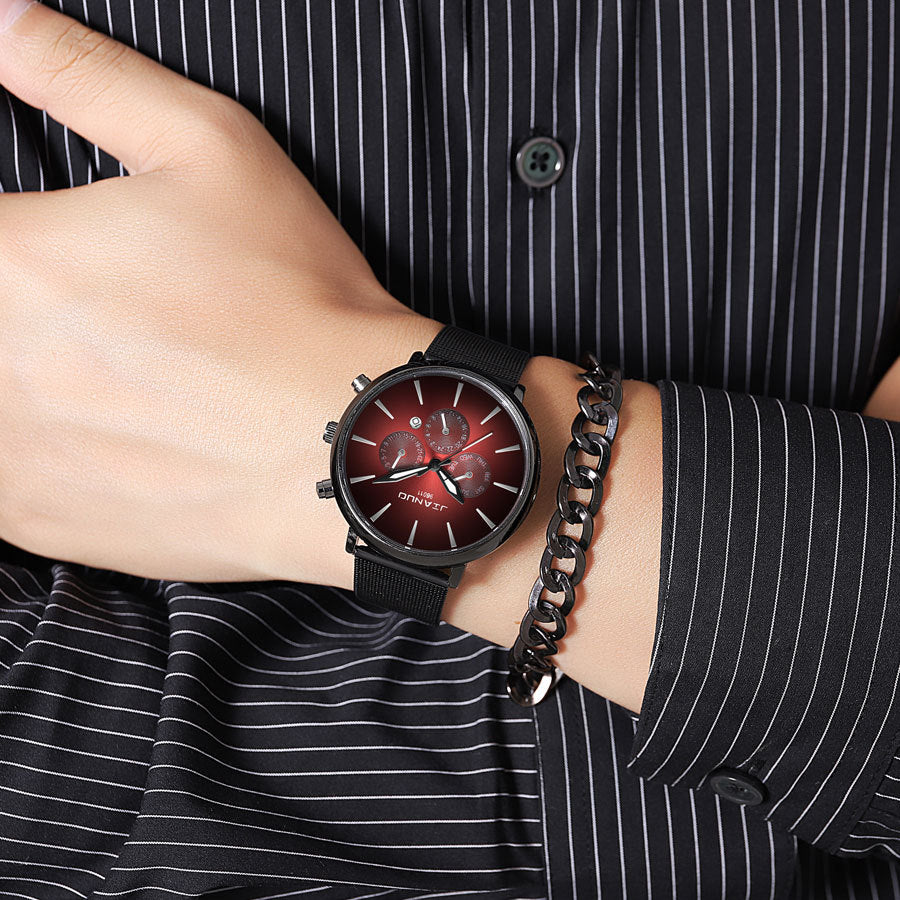 Hommes Mesh-band montre mode Quartz Montre avec calendrier adapté aux affaires Et