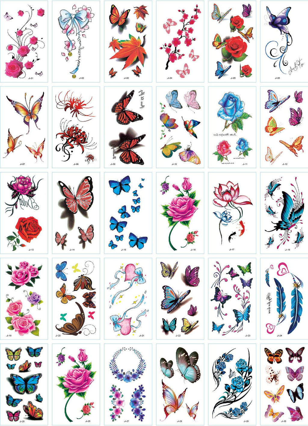 Un ensemble de 30 autocollants de tatouage