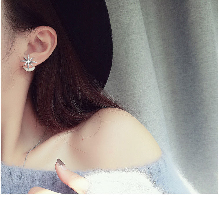 Boucles d'oreilles Zircon Pearl à double face