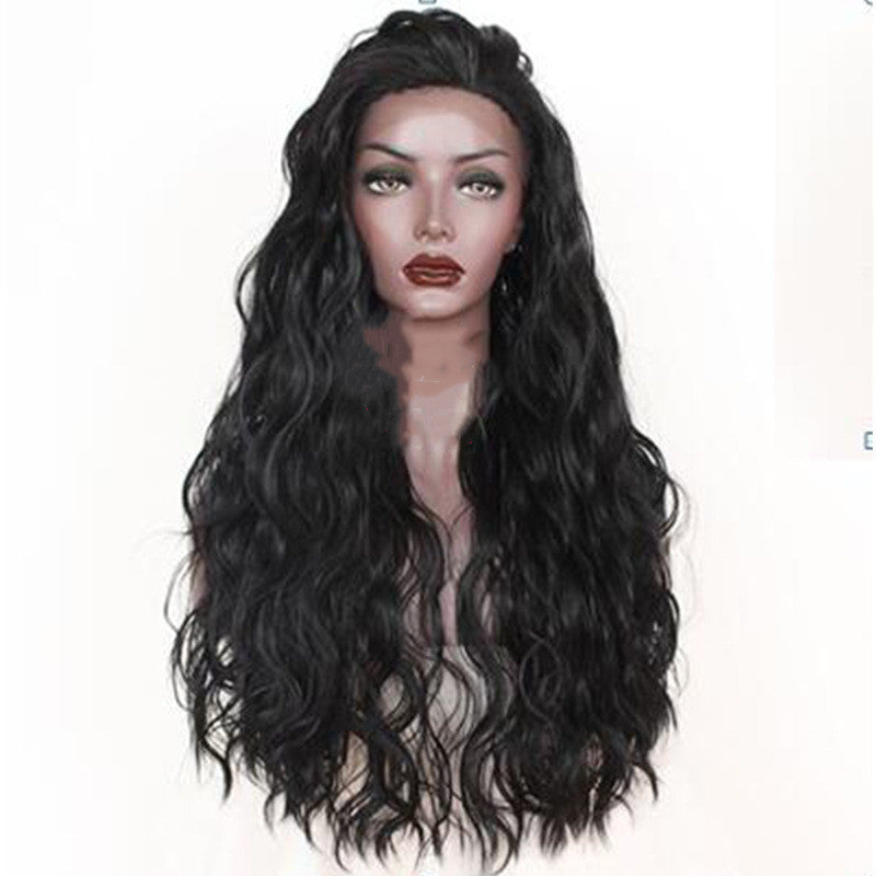 Long curly synthetic lace front wig