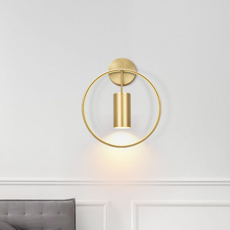 Lampe murale ronde dorée