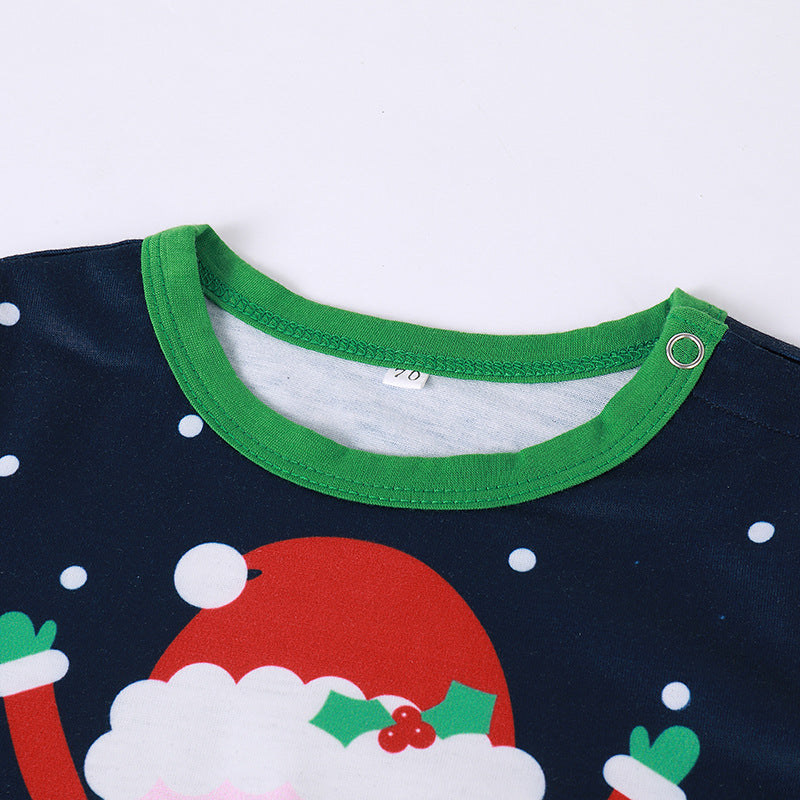 Santa Imprimé Maison Porter Pyjama Parent-enfant Porter