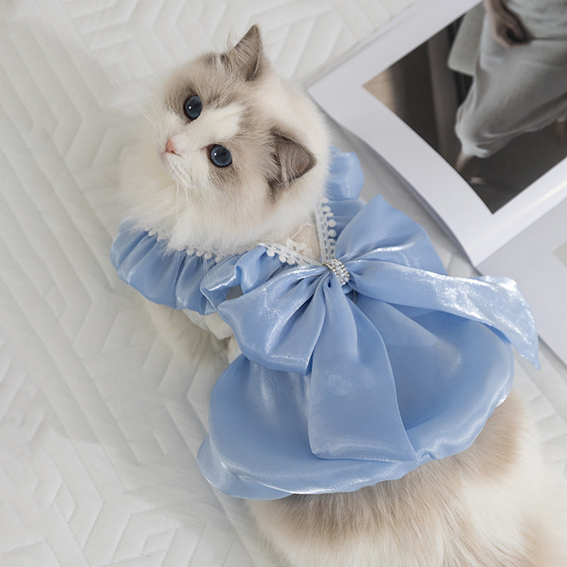 Vêtements de chat Princesse style Sparkly Big Bow Robe