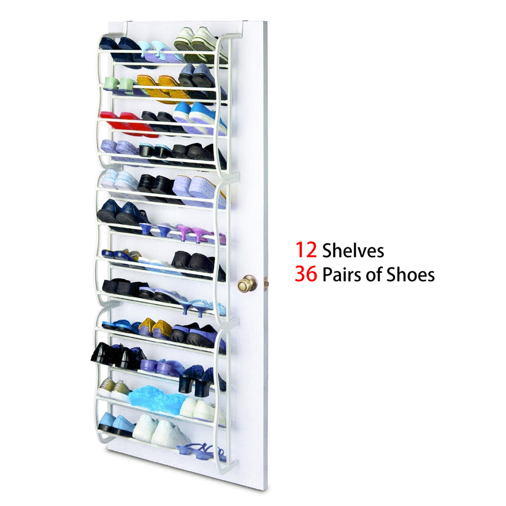 36 paires sur-la-porte sac de chaussures 12 calques mural penderie organisateur de chaussures stockage Stan