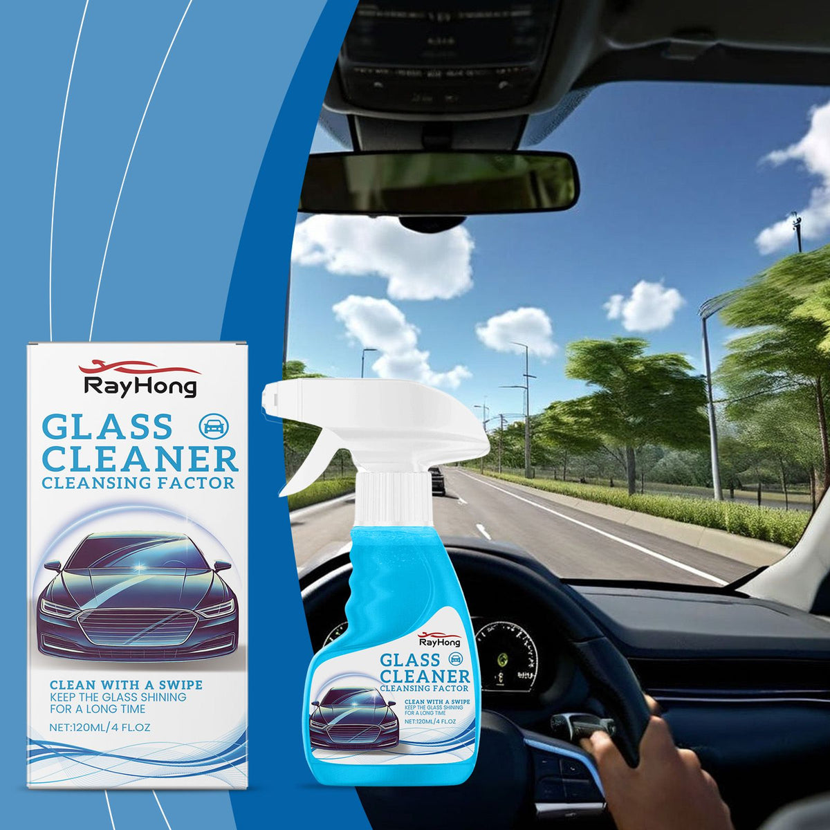 RAYHONG Automotive Windshield Glass Cleaner Spray
