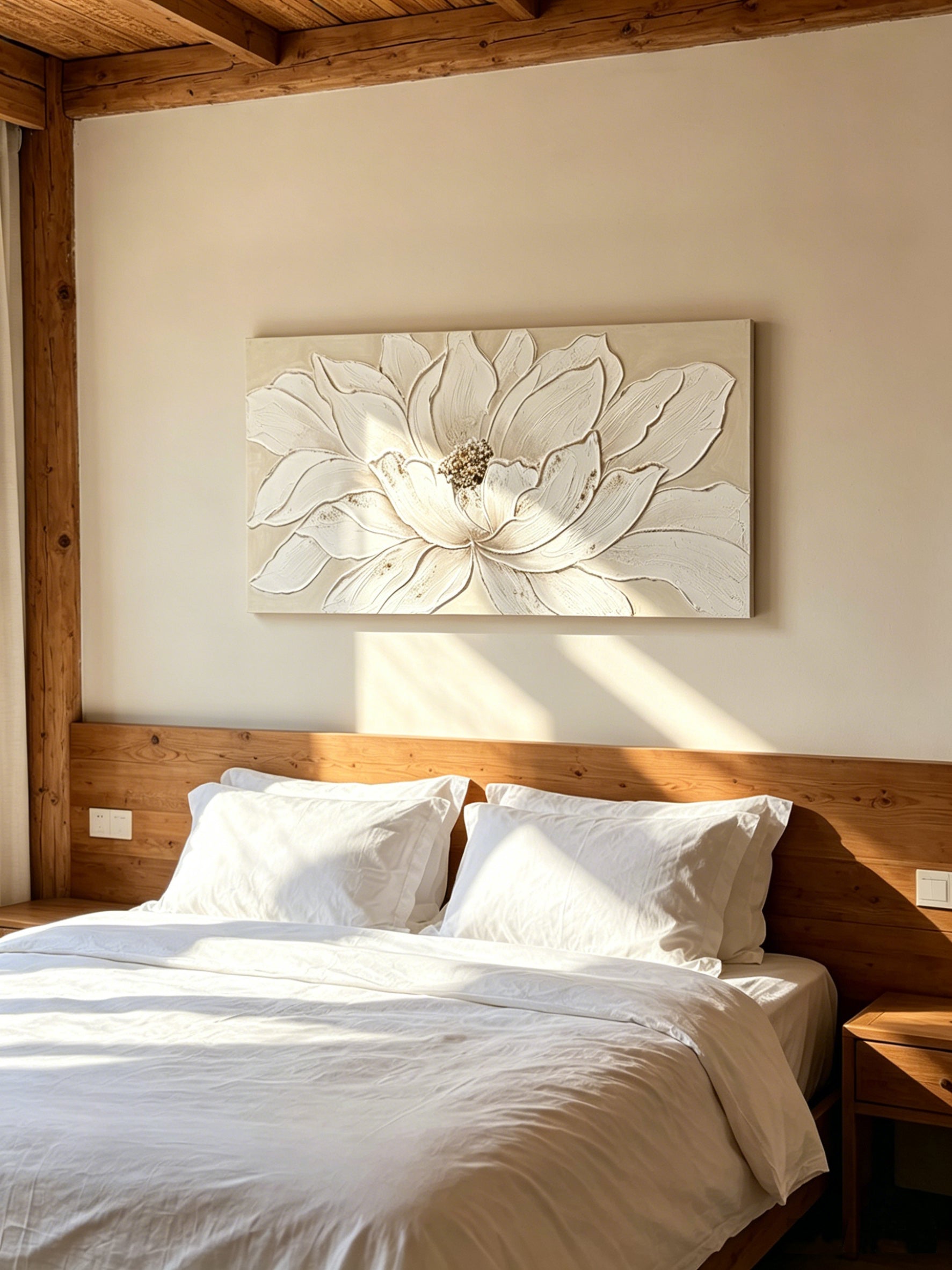 24x48 blanc lotus fleur toile d'art mural