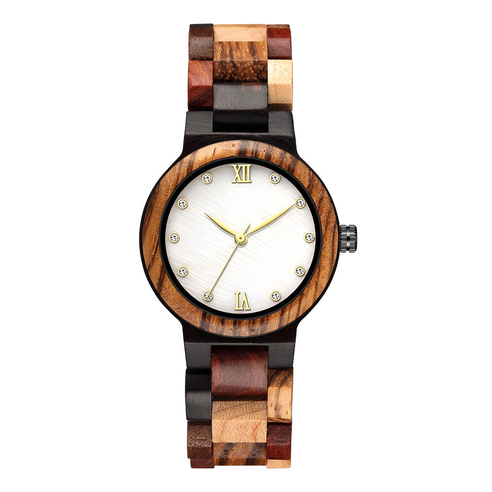 Simple Pearl Shell couleur bois montre dames