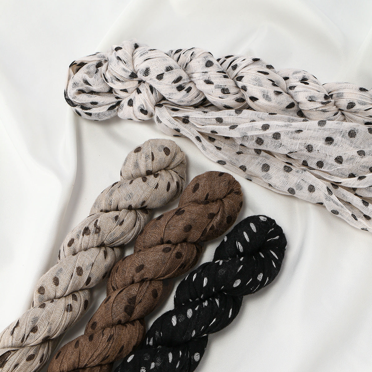 Twisted-pattern coton-lin longue écharpe femmes Vêtements de dessus Châl