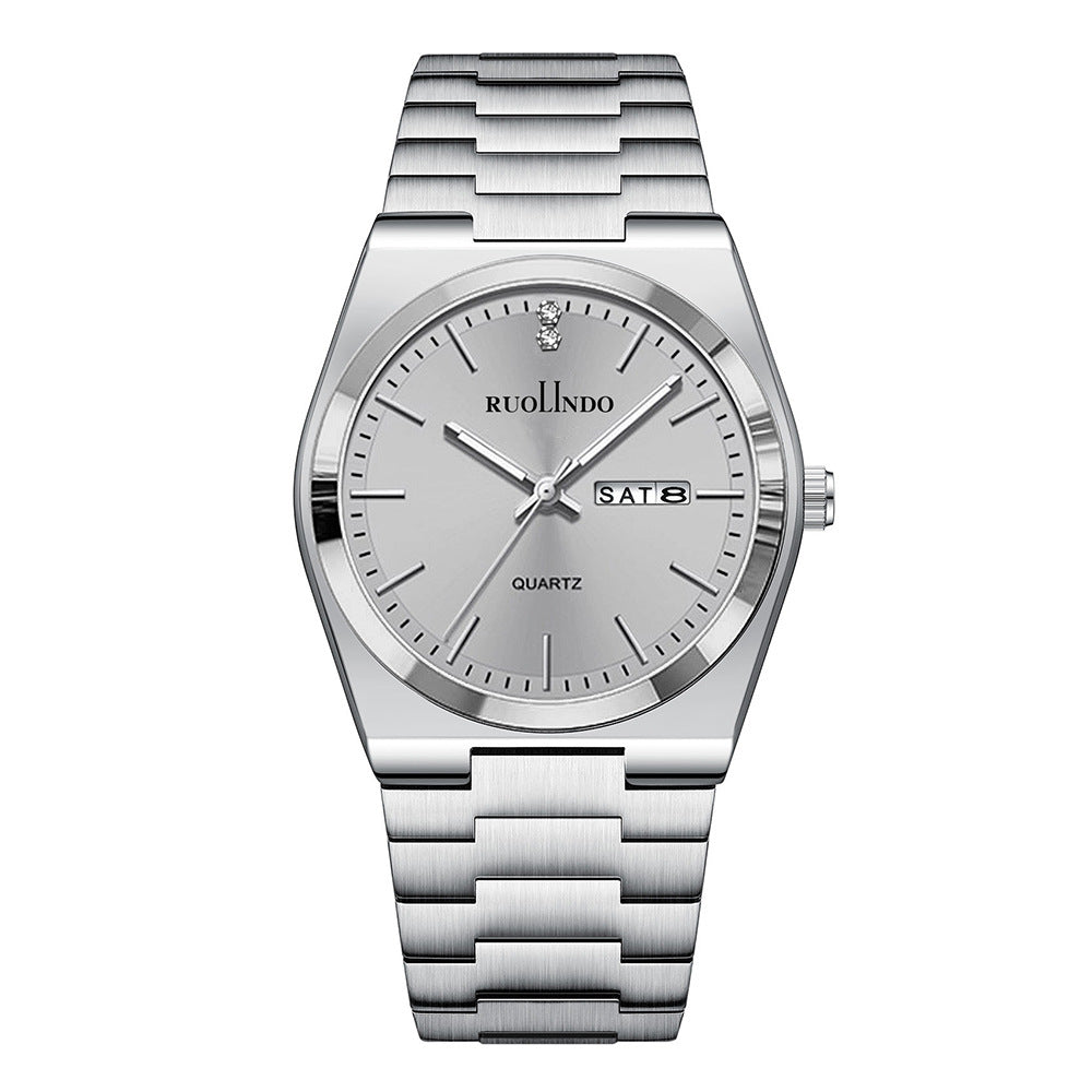 Double calendrier Avancé en acier inoxydable Lumineux hommes montre