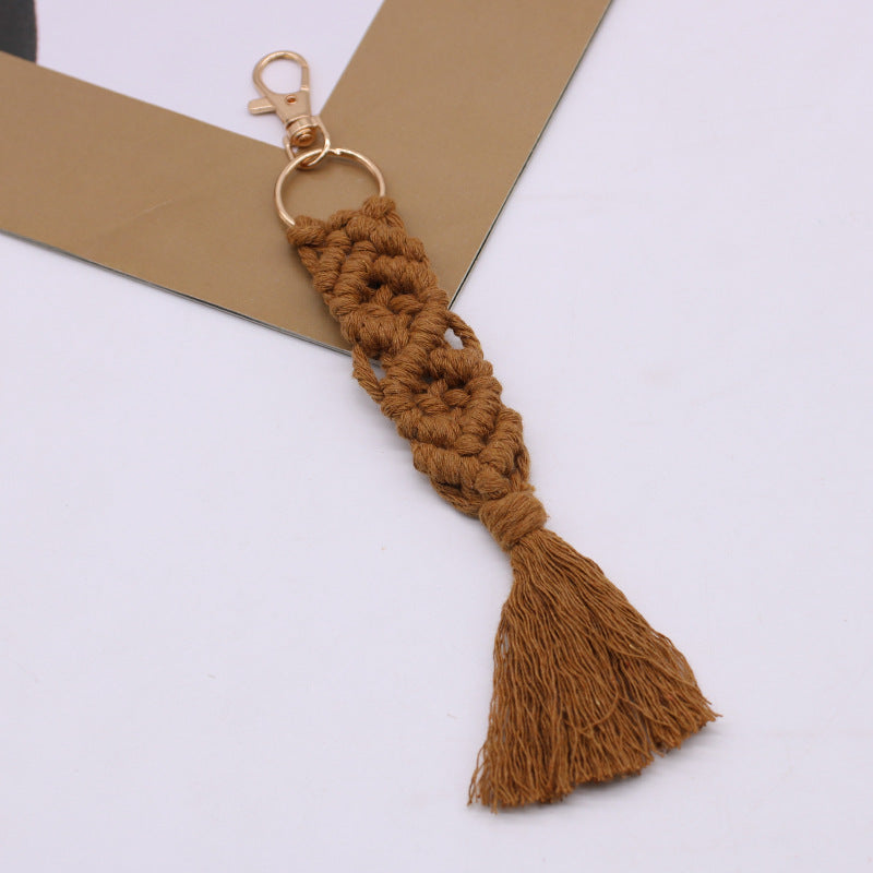 Chaîne de coton tissé à la main Tassel Porte-clés voiture porte-clés sac pendentif ornements