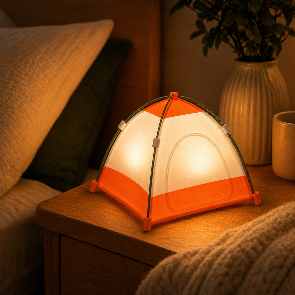 Tente imprimée 3D en forme de lumière de nuit 3 Modes lumineux Touch Control Bedside Lamp
