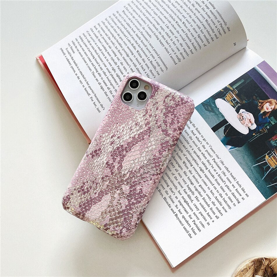 Fille rose peau dorée serpent modèle cas téléphone