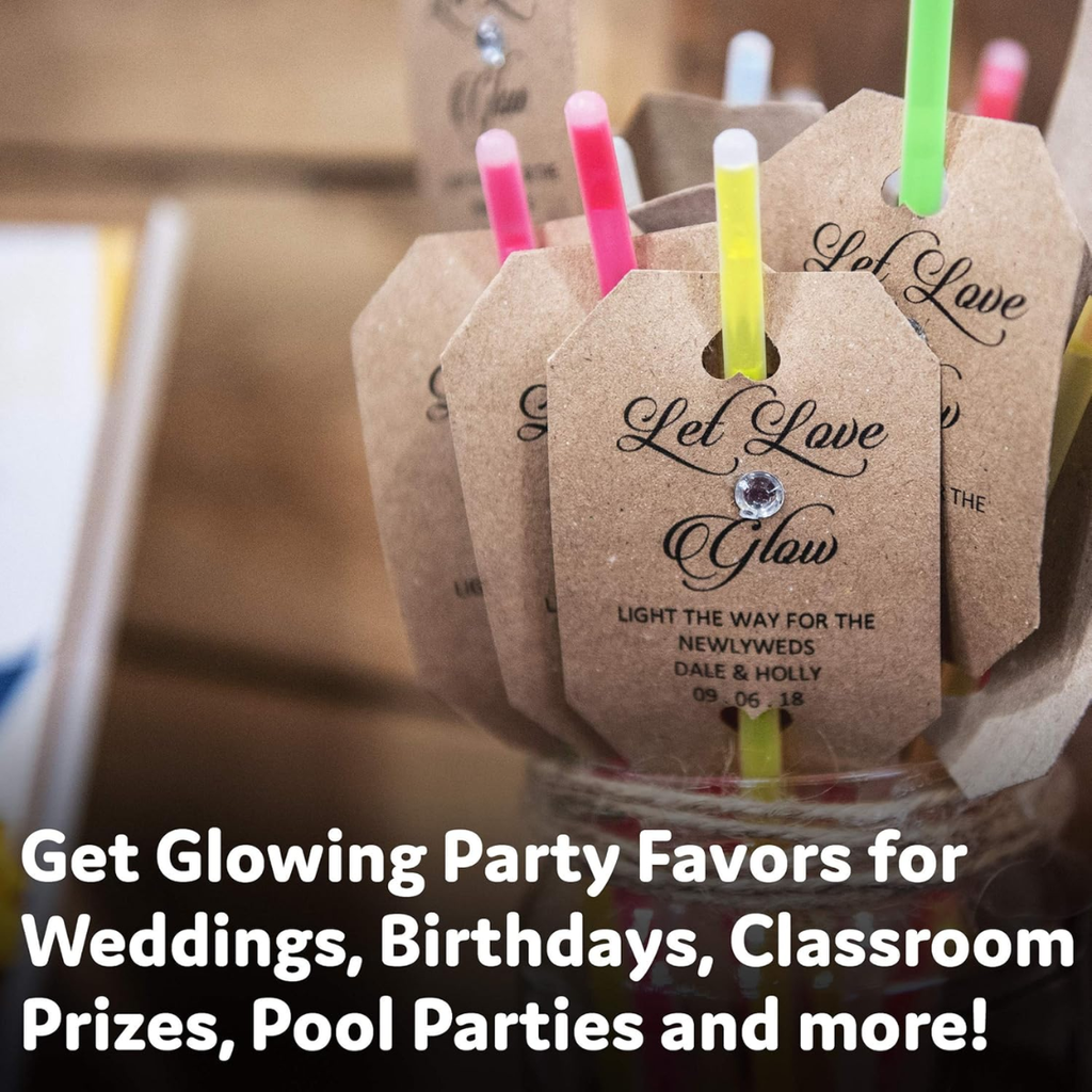 Glow Sticks Party Supplies 100pk - 8 pouces Glow In The Dark Light Up Sticks Party Favorors