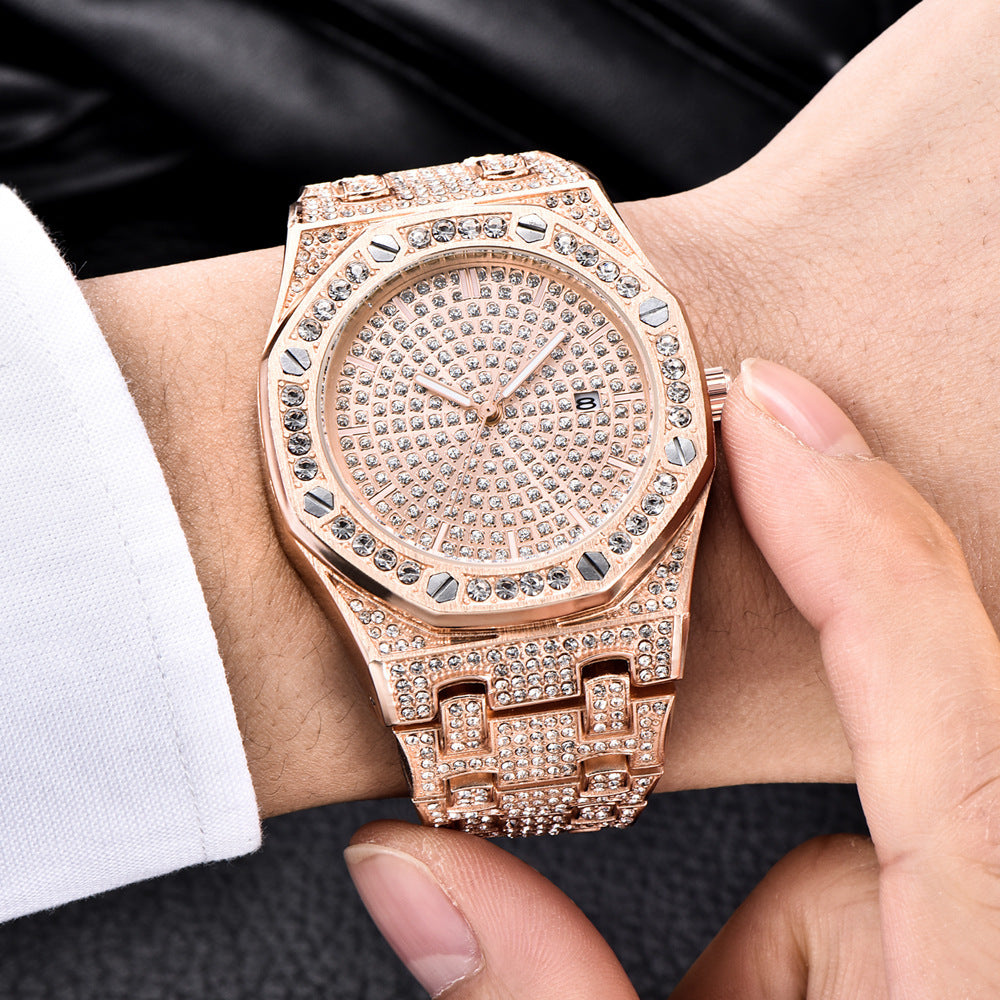 Montre quartz en alliage d'acier de mode