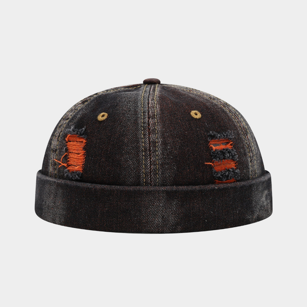 Été hommes et femmes de couleur patch fil Rolled-up Street style Bonnet sans brim