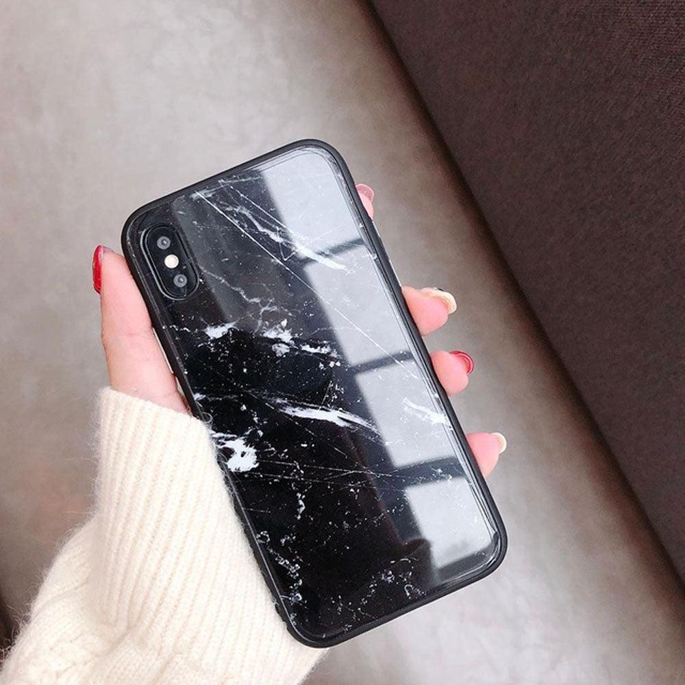 Étui de téléphone en verre de marbre