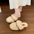 Plateforme Femmes Strass Luxury Furry Slippers