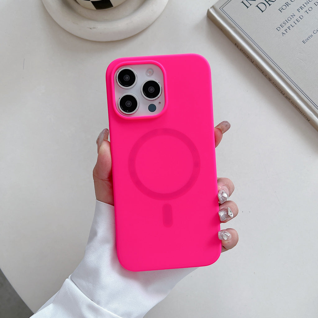 Silicone liquide de couleur solide Grand trou boîtier de téléphone magnétique