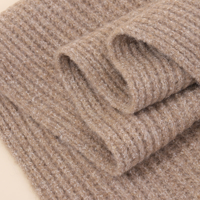 Soft and Warm Cashmere Knit Scarf Unisex Solid Color Neck Warmer
