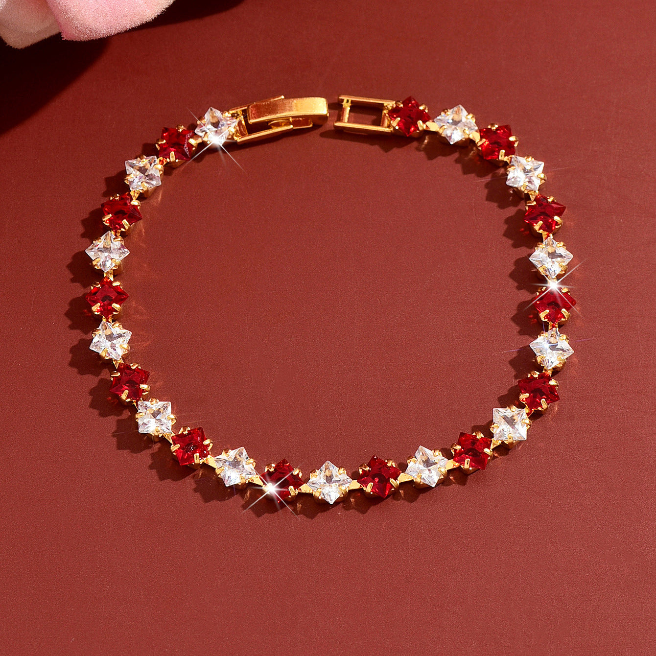 Femmes Multi Couleur Quatre Feuille Clover Bracelet de tennis