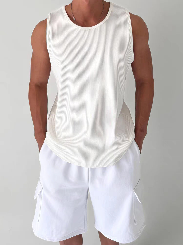Hommes Veste U-neck style américain de couleur solide