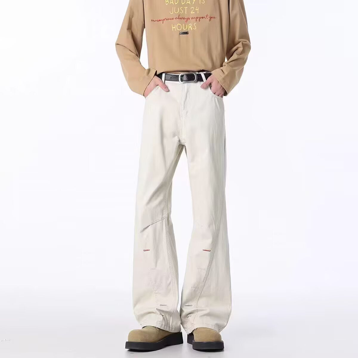 Bouton-voler Side-zip Jeans pour hommes