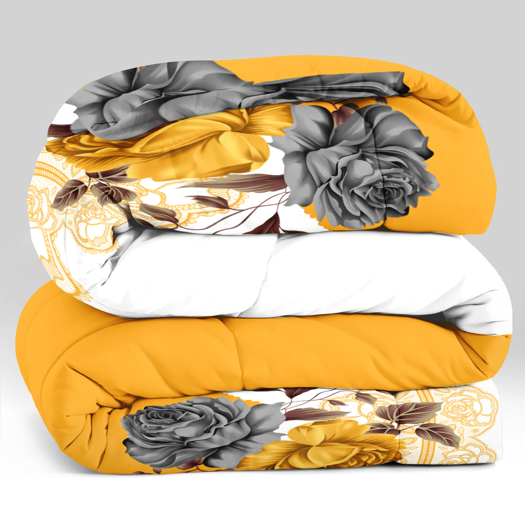 Ensemble de literie de consolateur de pivoine jaune 5 pièces pour la Reine