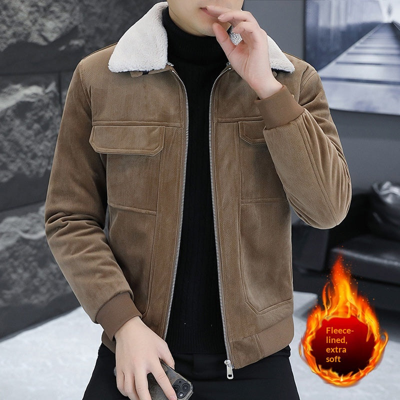 Veste chaude doublée de fourrure de col tournant