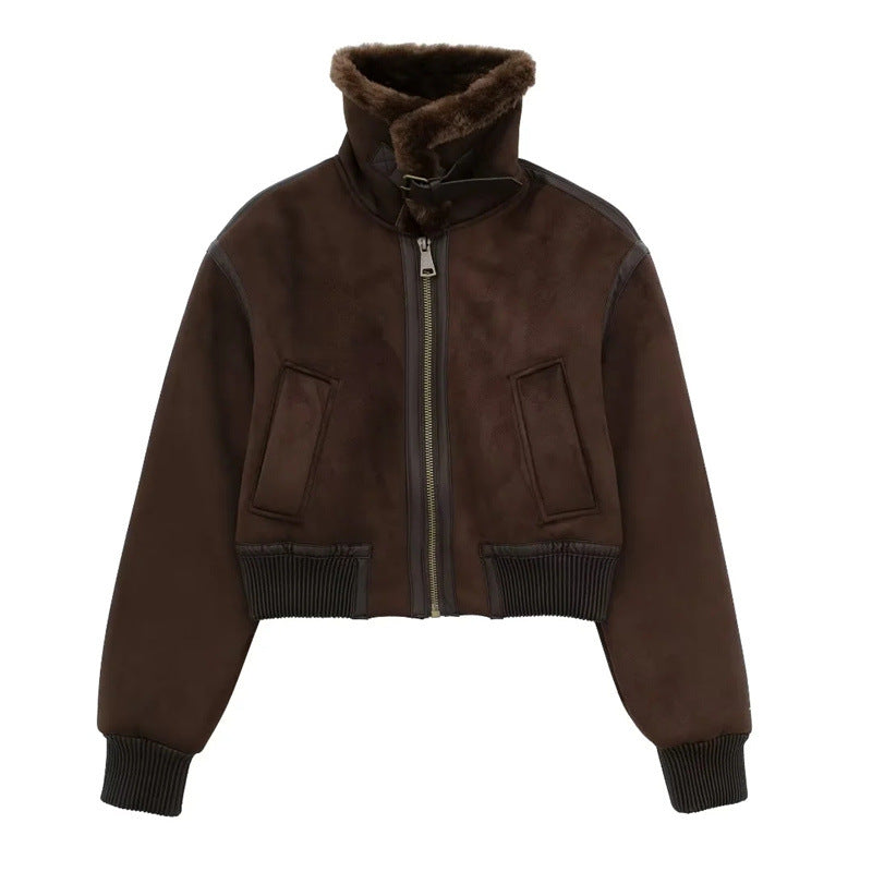 Veste en Veste de moto double face intégrée en fourrure chaude