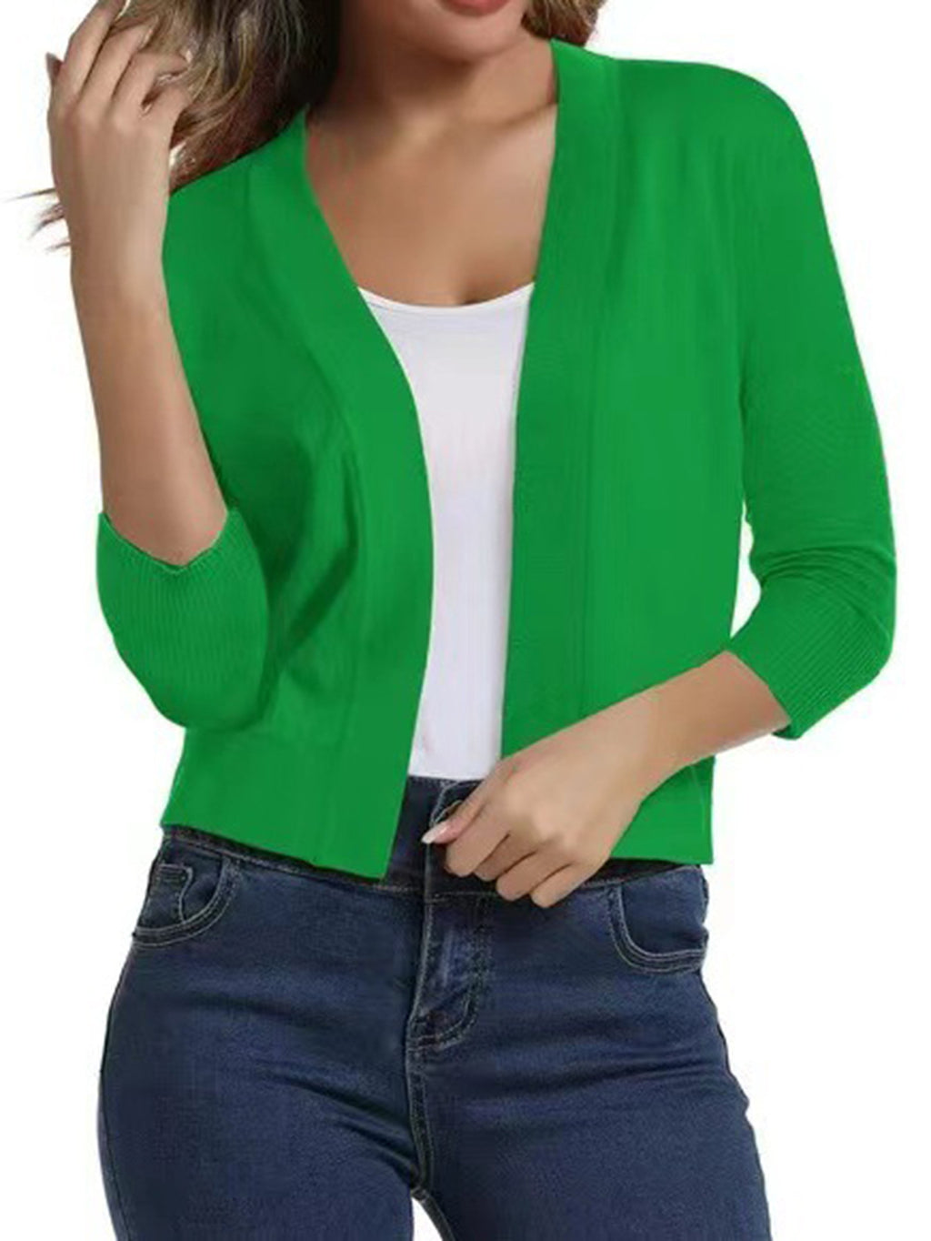 Simple Veste courte polyvalente tricotée Cardigan