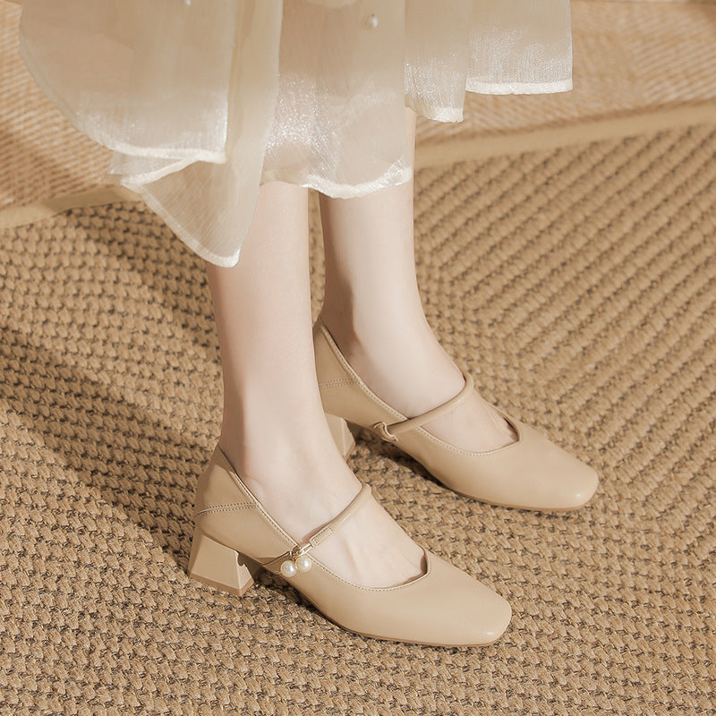 Chaussures Femmes Chunky au talon carré Mary Jane