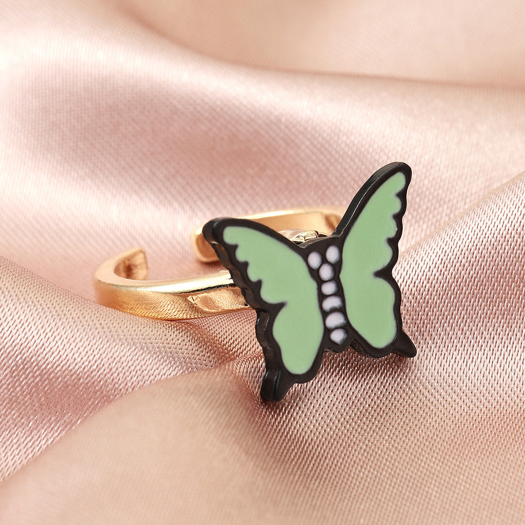 La mode La même douce bague tournante papillon