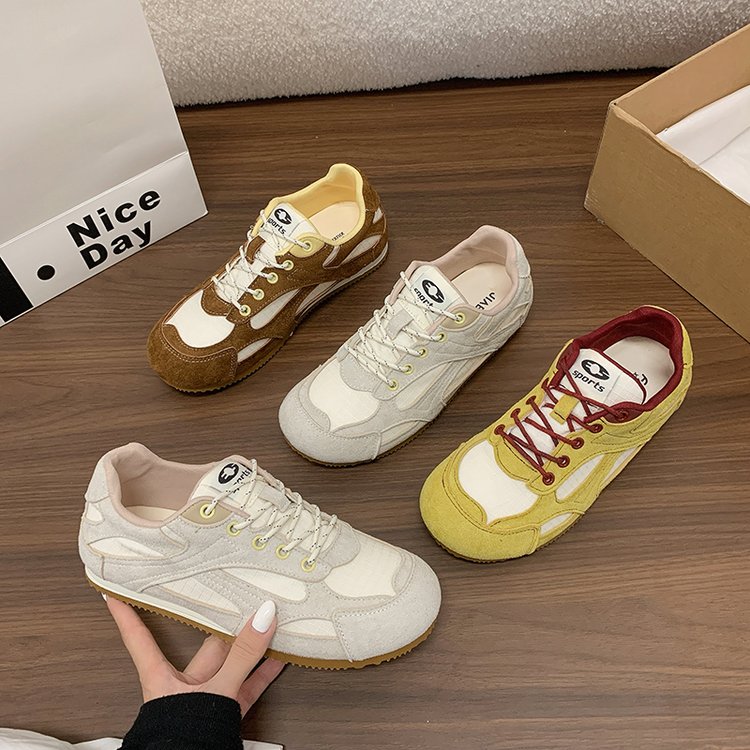 Retro Style Couleur Blocked Round Toe Dentelle Up Allemand Chaussures de formation pour femmes au printemps