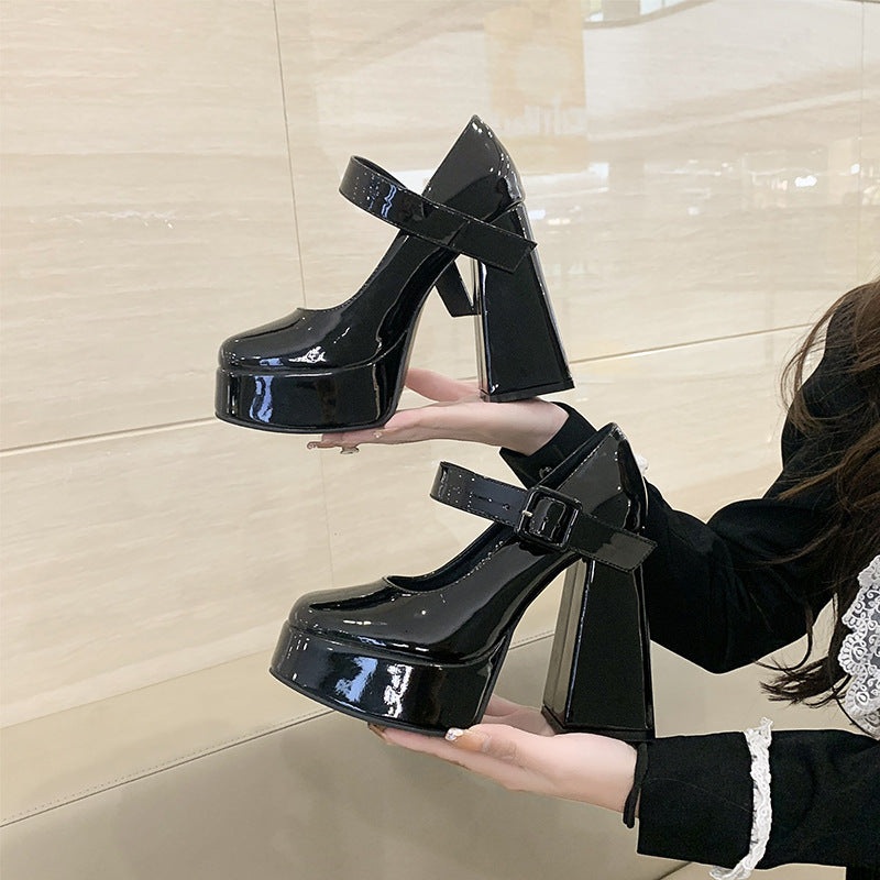 Mary Jane Platform Wedge Chaussures de talons cachés