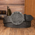 Aztec Sun Calendrier Boucle en pierre Retro PU Ceinture en cuir