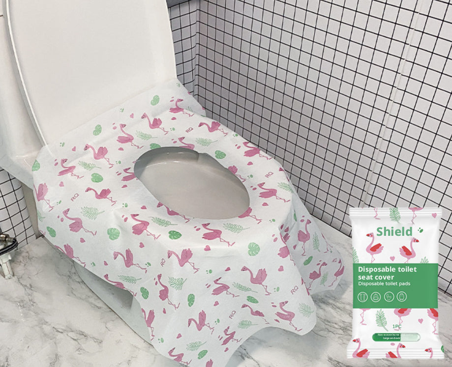 Siège de toilette imprimé jetable-Flamingo modèle-étoffe non-tissés 10 pièces-1 sac