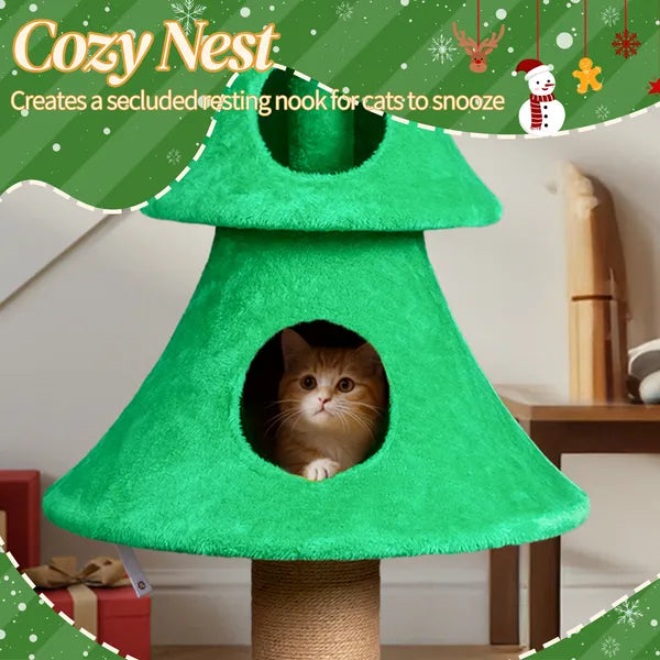 59in Grand grand arbre de Noël tour de chat avec 2 condos de chat et poste de scratching