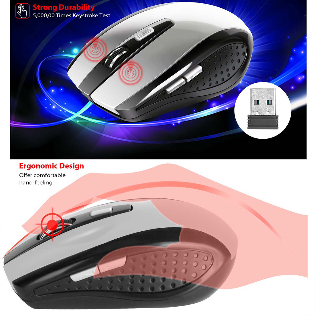 2.4G Souris de jeu sans fil optique Mice With Receveur 3 DPI réglable 6 boutons pour PC La
