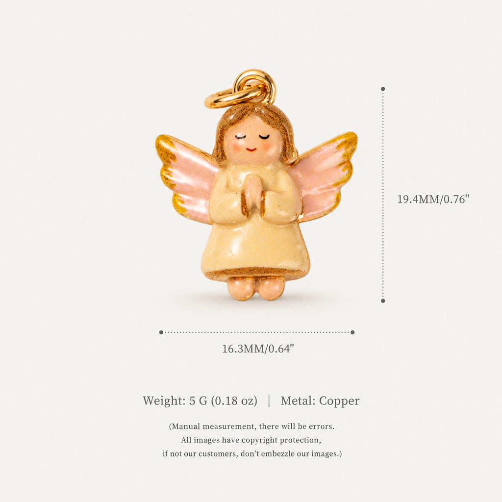 Acier inoxydable Angel Star et croissant Pendentif en céramique Style Vintage