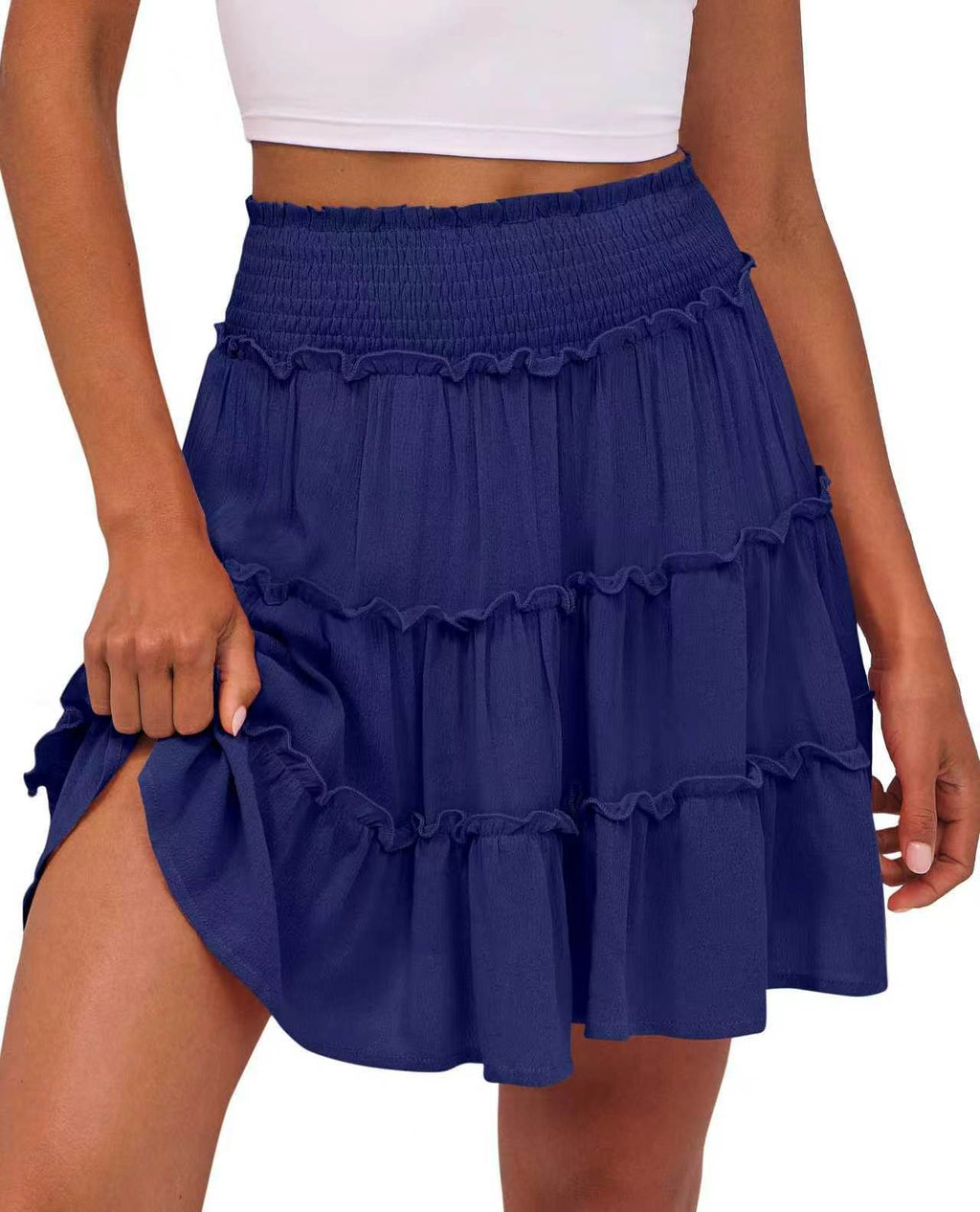 Femmes Casual High-Wisted Ruffled Multi-couche Mini Jupe