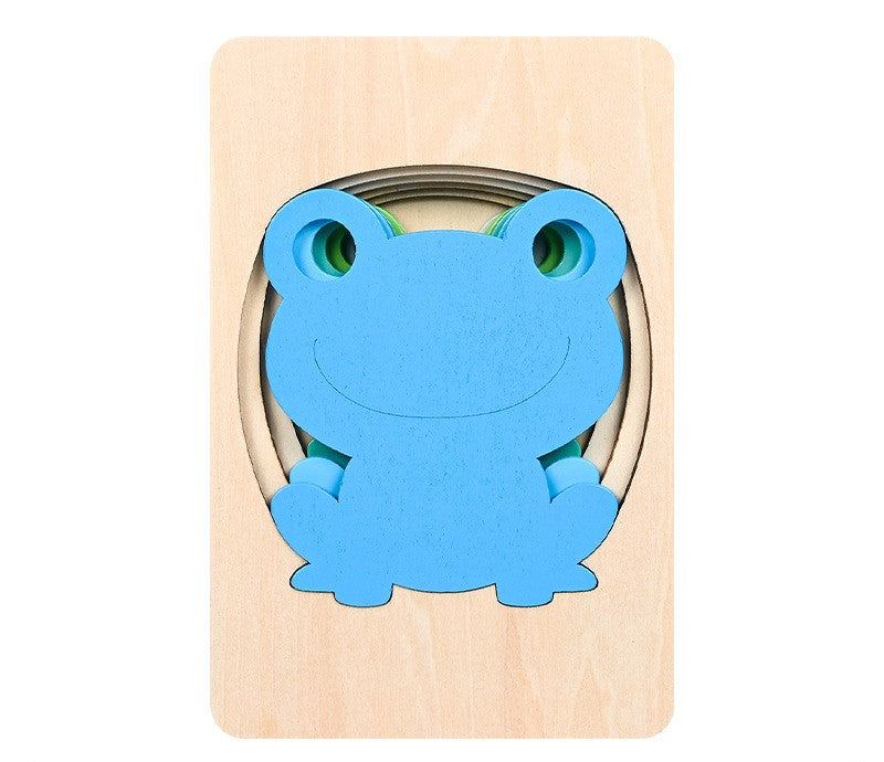 Modèle de Puzzle 3D en bois d'animal multicouche pour enfants