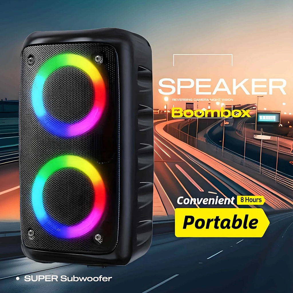 Haut-parleur Bluetooth portable Sub Woofer Heavy Bass Sound System Party Mic