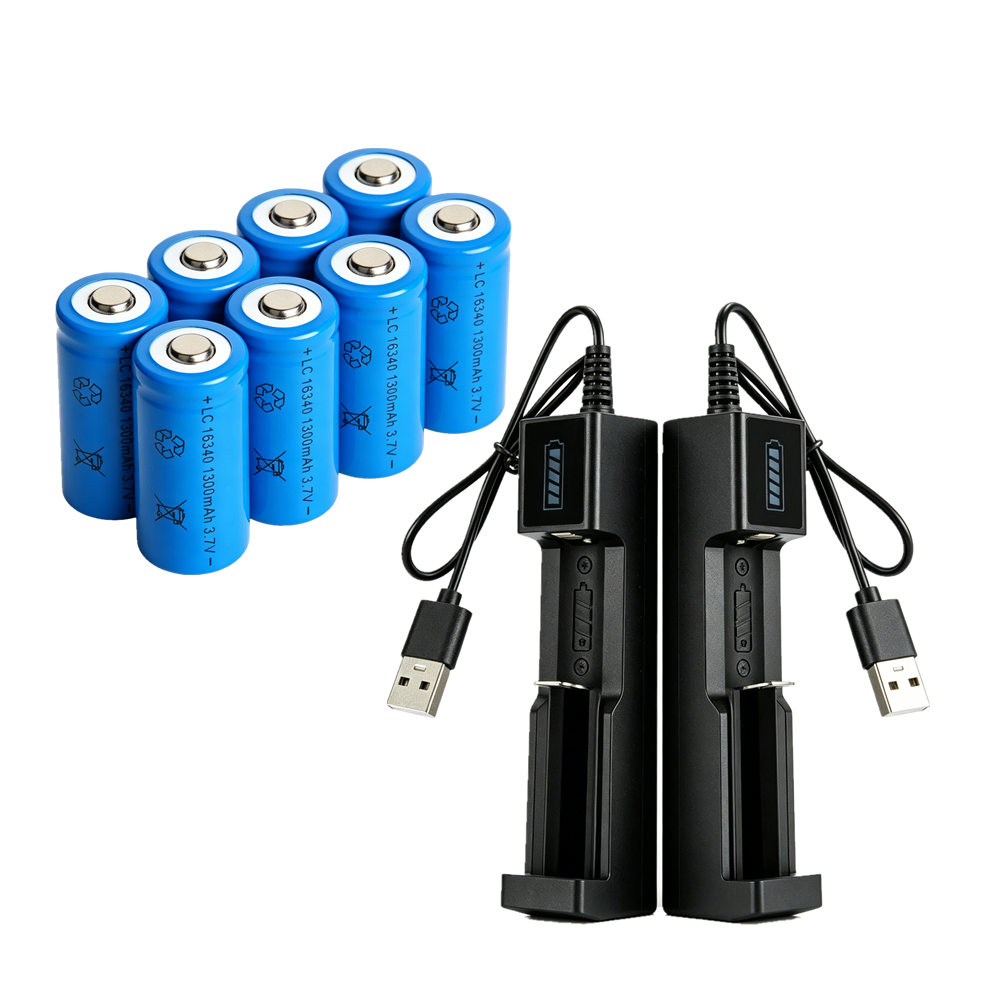 1300 Mah 16340 CR123A Batterie Li-ion rechargeable 3.7 V USB Batterie