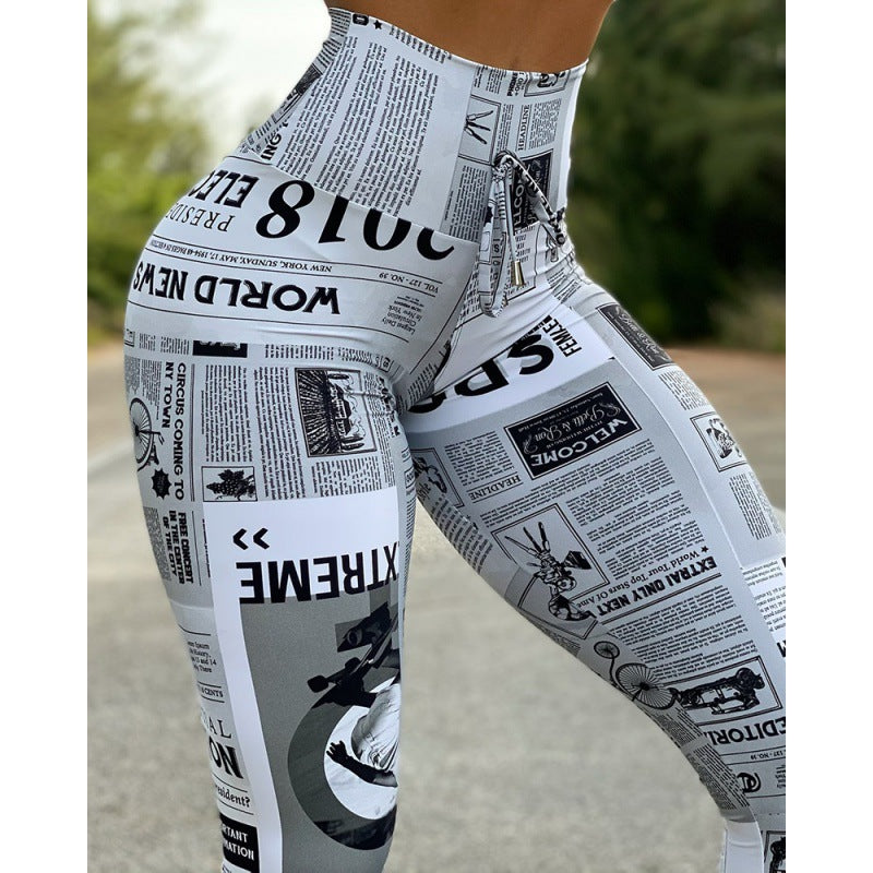 European And American Fashion News Times Digital Printed High Waist Stretch Yoga Pantalons Run